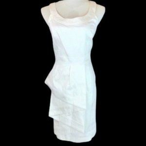 Calvin Klein Womens Sheath Dress Size 10 Sleeveless White Asymmetrical Peplum